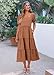 KIRUNDO Women Summer Dresses 2025 Spring Fashion Boho Puff Sleeve Square Neck Pocketed Loose Fit Tiered Flowy Maxi Dress(Brown, Large)