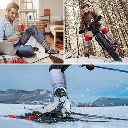 Ski Socks For Men Women, 2 Pair Warm Snowboard Socks Winter Skiing Socks Knee High Over Calf Snow Socks (Size L(7-10.5), Black + Blue) #TOP1