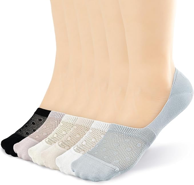 BIVOLU No Show Socks Womens - 6 Pairs Liner Flats Low Cut Socks Non Slip Invisible Ultra Thin Mesh Breathable Cotton Women Sock Comfortable Causal