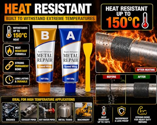 Image of Metal Repair Epoxy Glue (100g) | Strong AB Adhesive for Metal, Pipe, Tank & Crack Repair | Waterproof, Heat Resistant Cold Weld | DIY Heavy Duty Fix