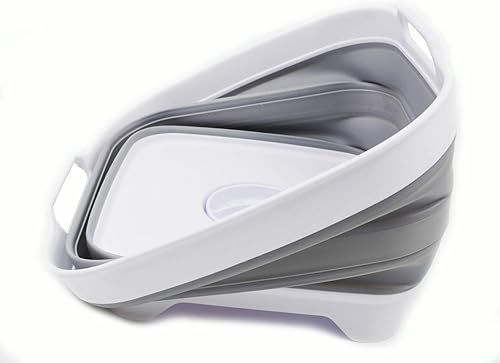 Miniatura 3 de SAMMART Sartén plegable de 2.64 galones con tapón de drenaje, lavabo plegable, tina portátil para lavar platos, bandeja de almacenamiento de cocina