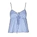 New Sexy Slim Versatile Suspender V-Neck Striped Sweet Niche Bow Tie Top for Women(M) Blue
