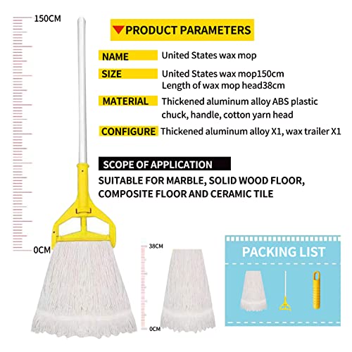 Image of Loop-End String Mop, Heavy Duty Commercial Industrial Mop with Extra Mop Head Replacement, 59 inch Aluminium Alloy Pole.
