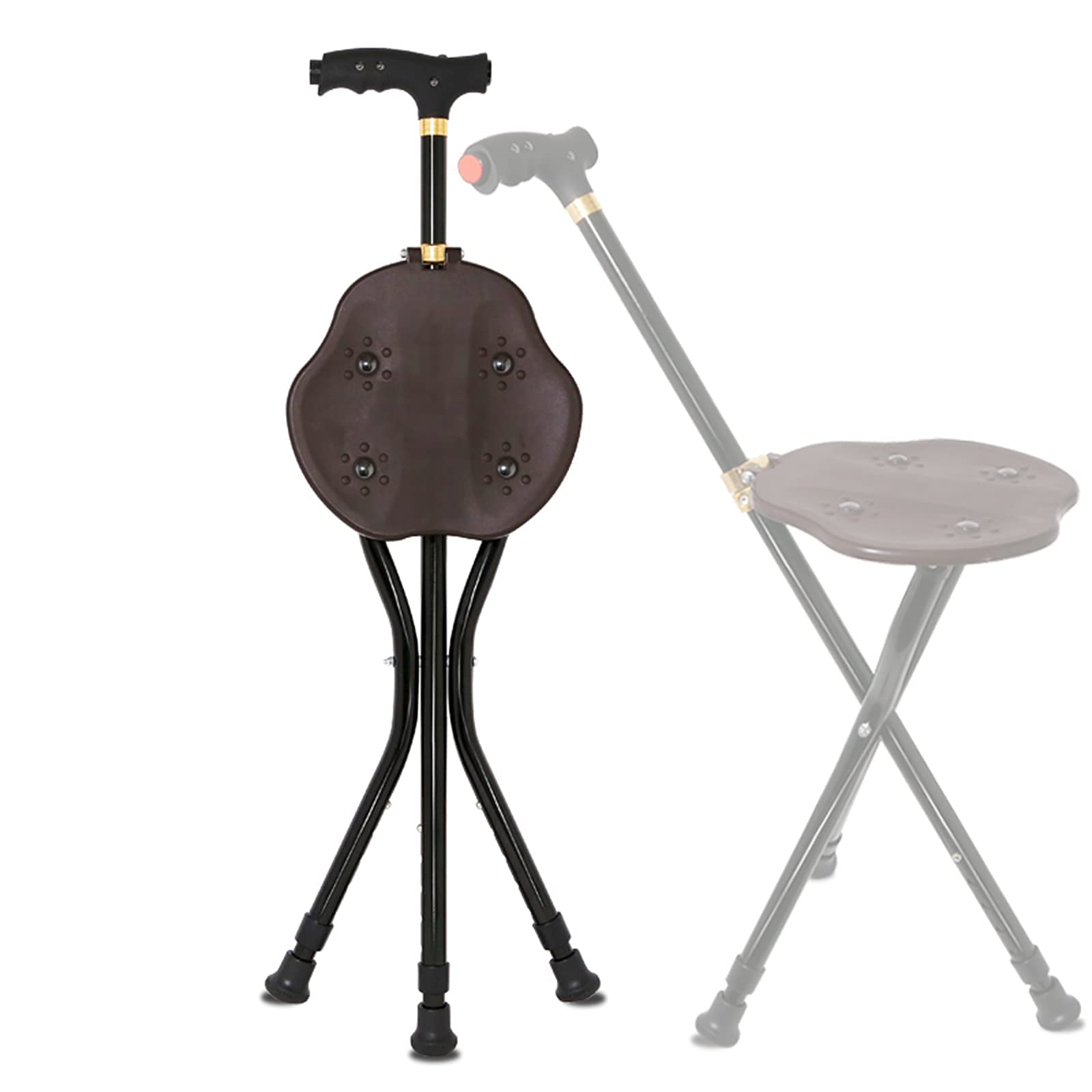 Bastón Plegable con Asiento, bastón Ligero Ajustable de Tres Patas con luz LED, para Personas Mayores, Ayuda para Viajes al Aire Libre Star of Light