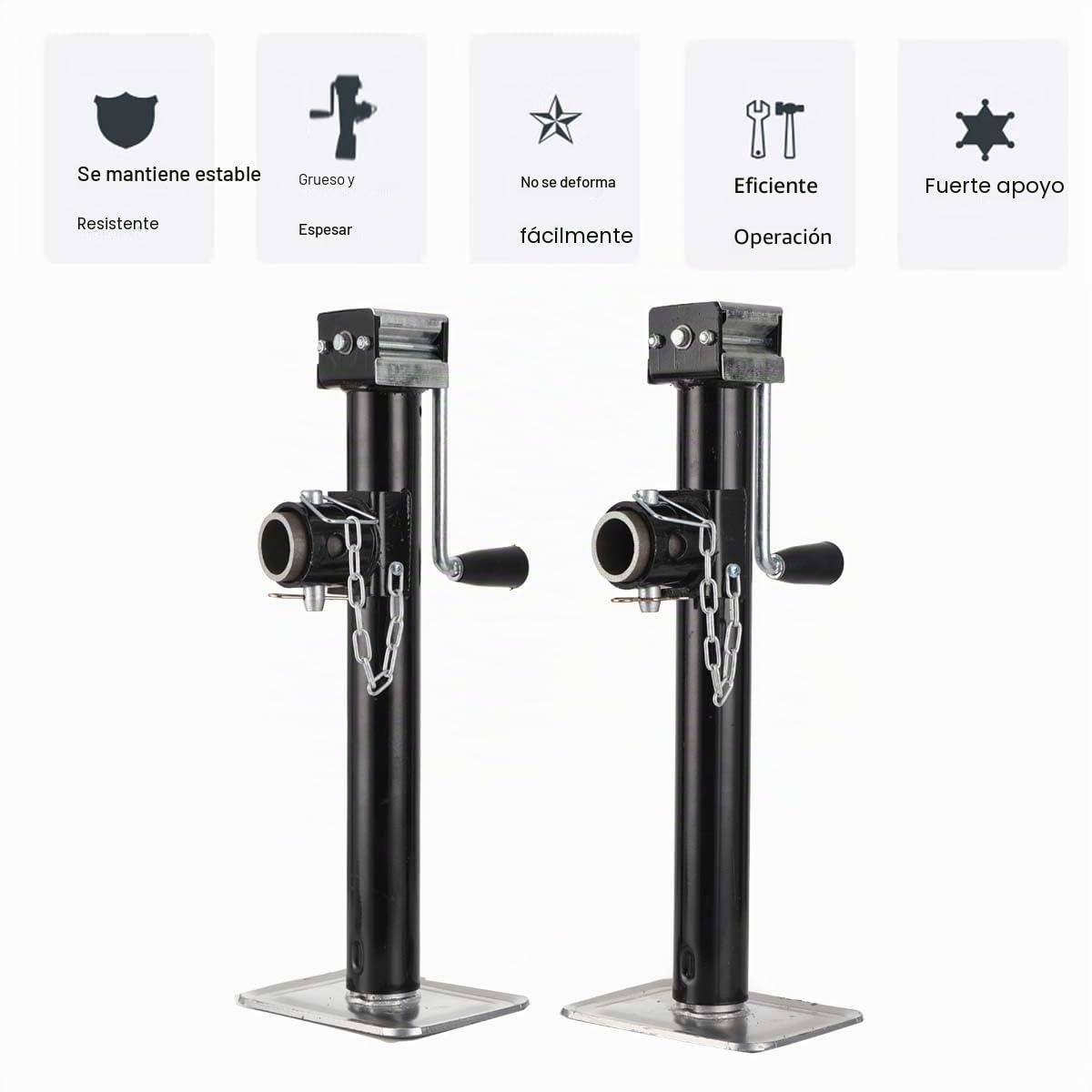 2 Soportes para Remolque, Altura Ajustable, 53-90 cm, Soporte de Apoyo, Soporte de manivela, Soporte Pata Remolque, para caravanas, autocaravanas, Coches, Yates, remolques, Acero, Carga 800 kg