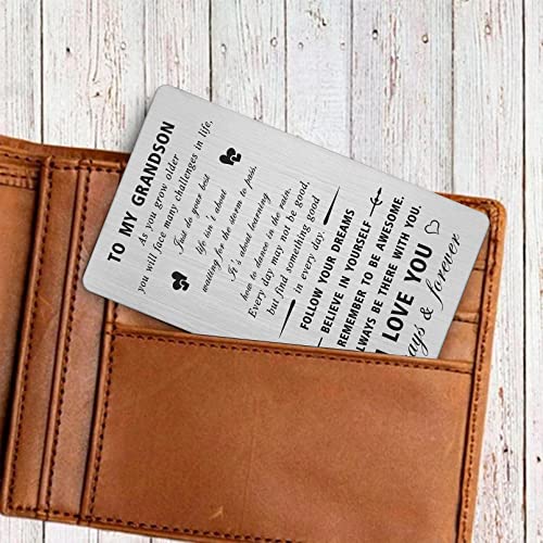 CPLJW Grandson Birthday Card Gifts - Never Forget I Love You - Grandson Birthday Graduation Wallet Card Gifts from Grandma Grandpa4