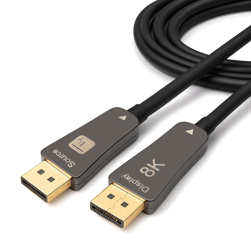 TECHLY 104042 Câble optique actif DisplayPort 1.4 AOC 8K@60Hz 32,4 Gbps Connecteurs à déclenchement 30 m Noir