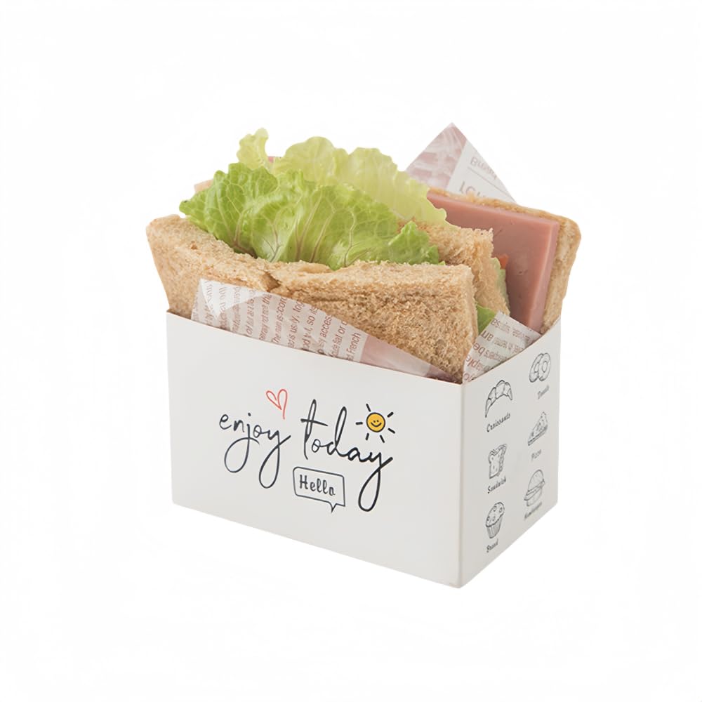 100-Pack Sandwich Take Out Boxes（5.2"*2.9"*2.7" /L*H*W ） Paper Sandwich Cake Box Take Out Food Containers for Toast, Donuts, Sandwiches, Burgers Take Away