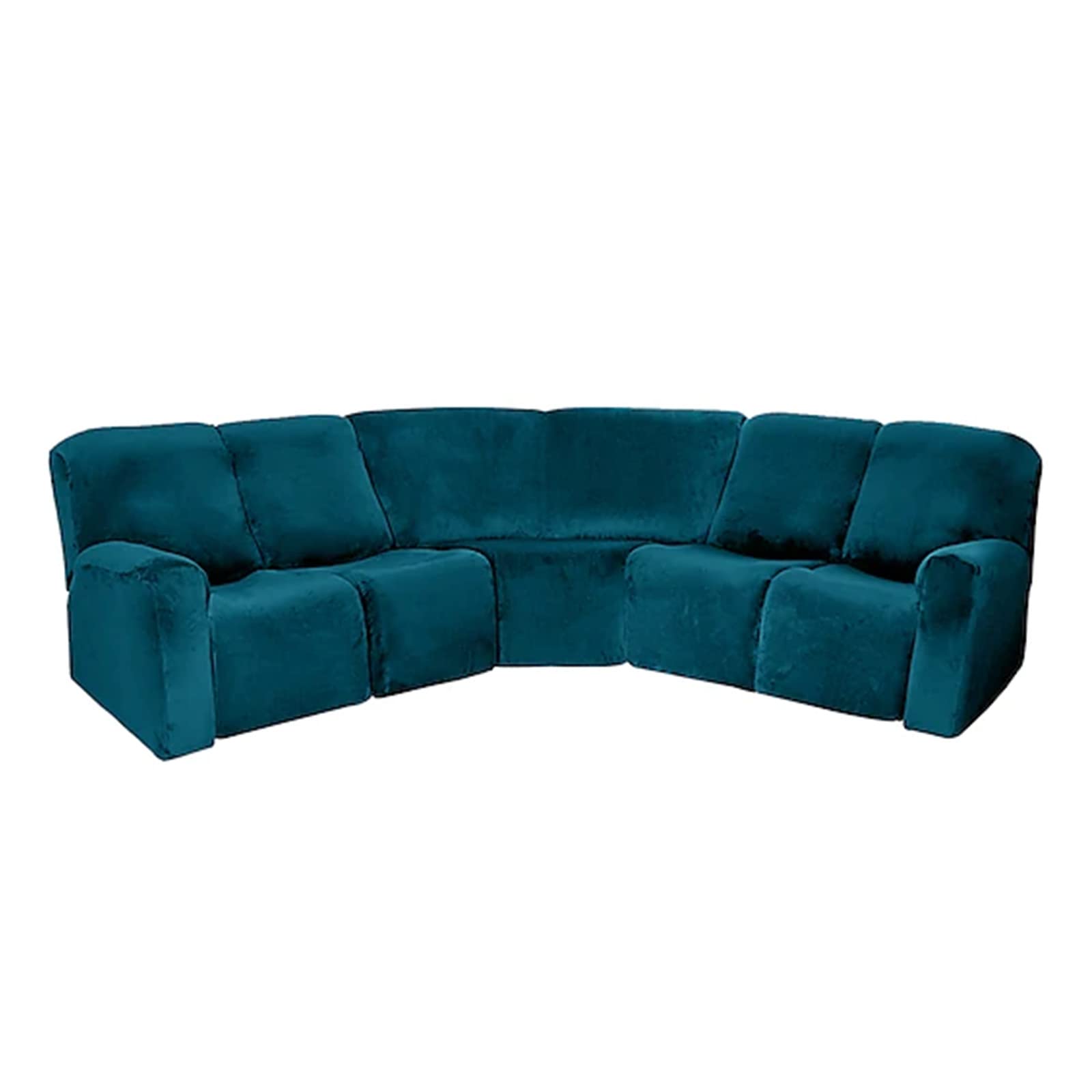 LightInTheBox 7-Piece Velvet Stretch Reclining Couch Covers 5 Seats Corner Sofa Cover L Shape Sectional Recliner Sofa Covers for Sofa Anti Slip Furniture Protector Thick Soft Washable (Turquoise)