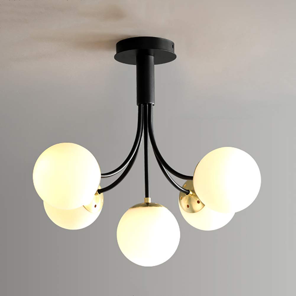 LYMSXAZOU Antique Industrial 6Light Ceiling FixtureVintage Chandelier for Kitchen Dining Room Bedroom Study & Living RoomElegant White Lighting Design