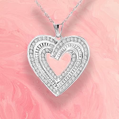 NATALIA DRAKE 1/2 Cttw Diamond Heart Necklace for Women in Rhodium Plated 925 Sterling Silver4