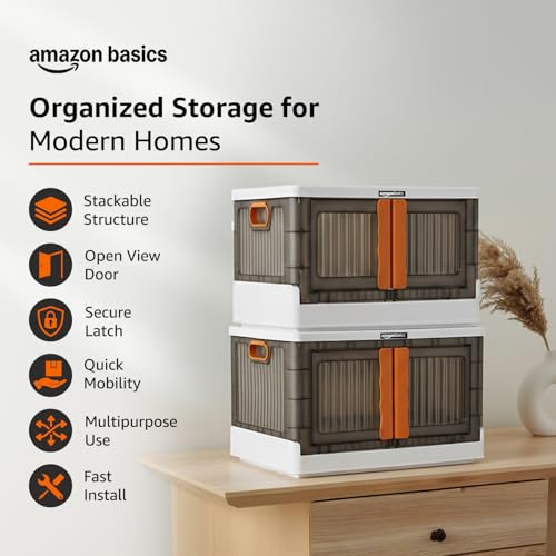 Image of Amazon Basics 2 Units Portable Multipurpose Large Cupboard for Home | Kids Organizer Box for Toys, Almirah for Books & Crockery Unit