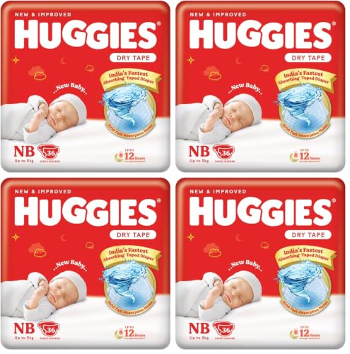 Image of Huggies Complete Comfort Dry Tape Newborn - (NB /XS) Size Baby Tape Diapers, 36 count, with 5 in 1 Comfort (Pack of 4)