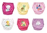 Ozyol - Juego de 6 pantalones de entrenamiento para aprender a ir al baño, reutilizables, pañales, para niños pequeños, ropa interior para aprender a ir al baño Animales para niña. 100 cm