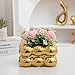 Anding Ceramic Tissue Box and Vase - Bathroom Vanity Top Ceramic Abstract Home Decor Shelf - Silver, White, Gold