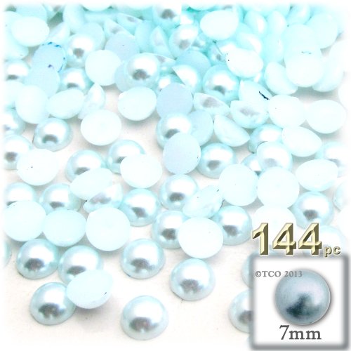 144Pc Pearl Finish Half Dome Beads, Round, 7Mm, Pitch Black #TOP4
