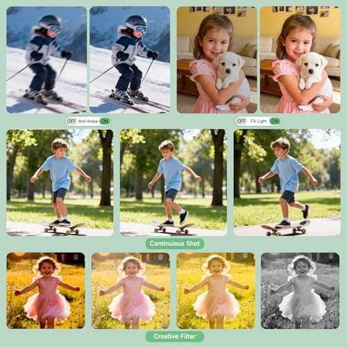 Image of Digital Camera, Autofocus 4K Point and Shoot Digital Cameras with 16X Zoom Anti Shake, 48 MP Cameras for Photography with 64GB Card, Compact Portable Small Camera for Kids Girls Boys Beginners, White