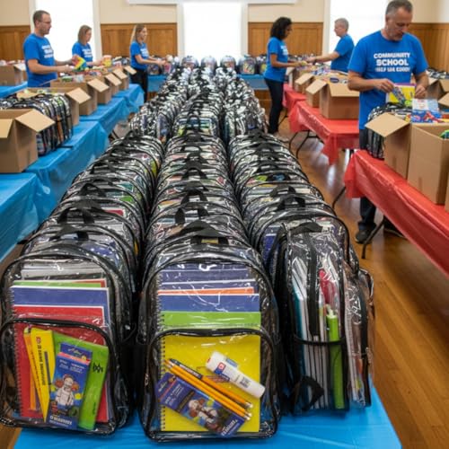 Image of Amylove 24 Pcs Clear Backpack bulk for Stadium Events Heavy Duty PVC Transparent Bookbag for College Workplace Security (15 Inches,Black)