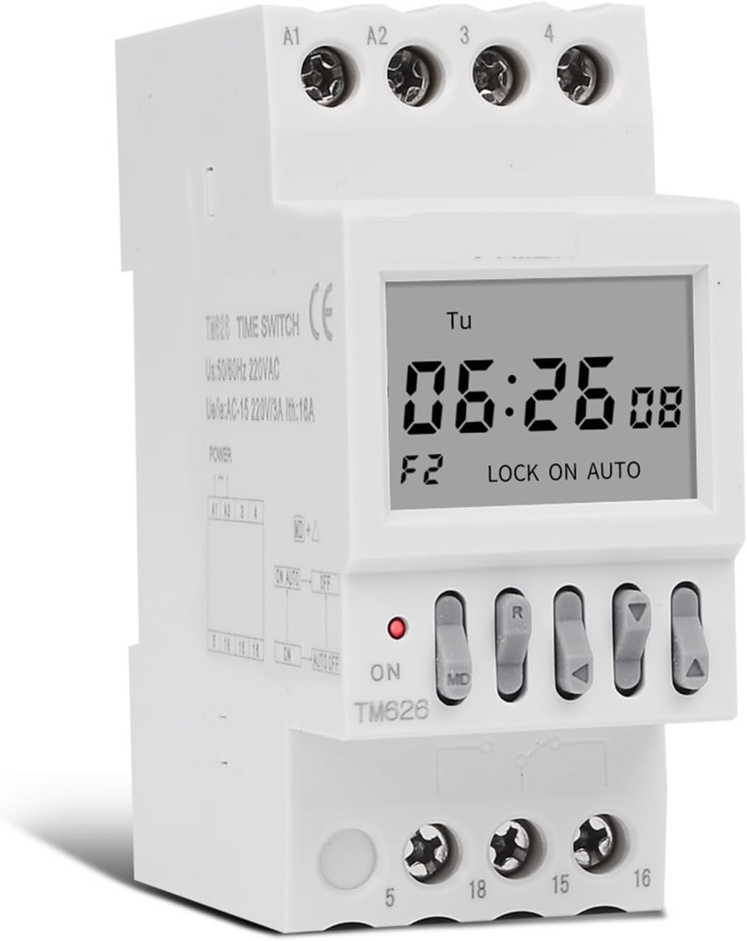 12V Two Sets of outputs independently Controlled 7 Days a Week programmable 2-Channel Timer Switching time 1 Second Interval Clock