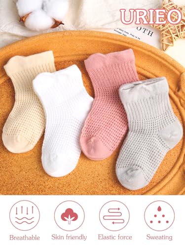 Urieo Thin Baby Socks Toddler Summer Mesh Socks Cotton Crew Sock for 6-12 months Indoors Outdoors2