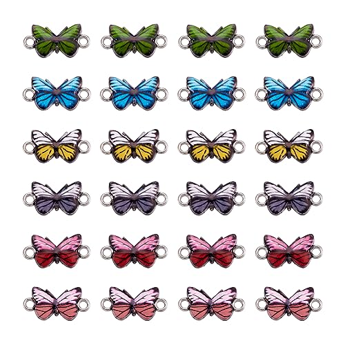 PandaHall 10pcs Enamel Butterfly Link Charms Butterfly Links Connectors Pendant with Platinum Loop for Earrings Bracelets Necklace Jewelry Making