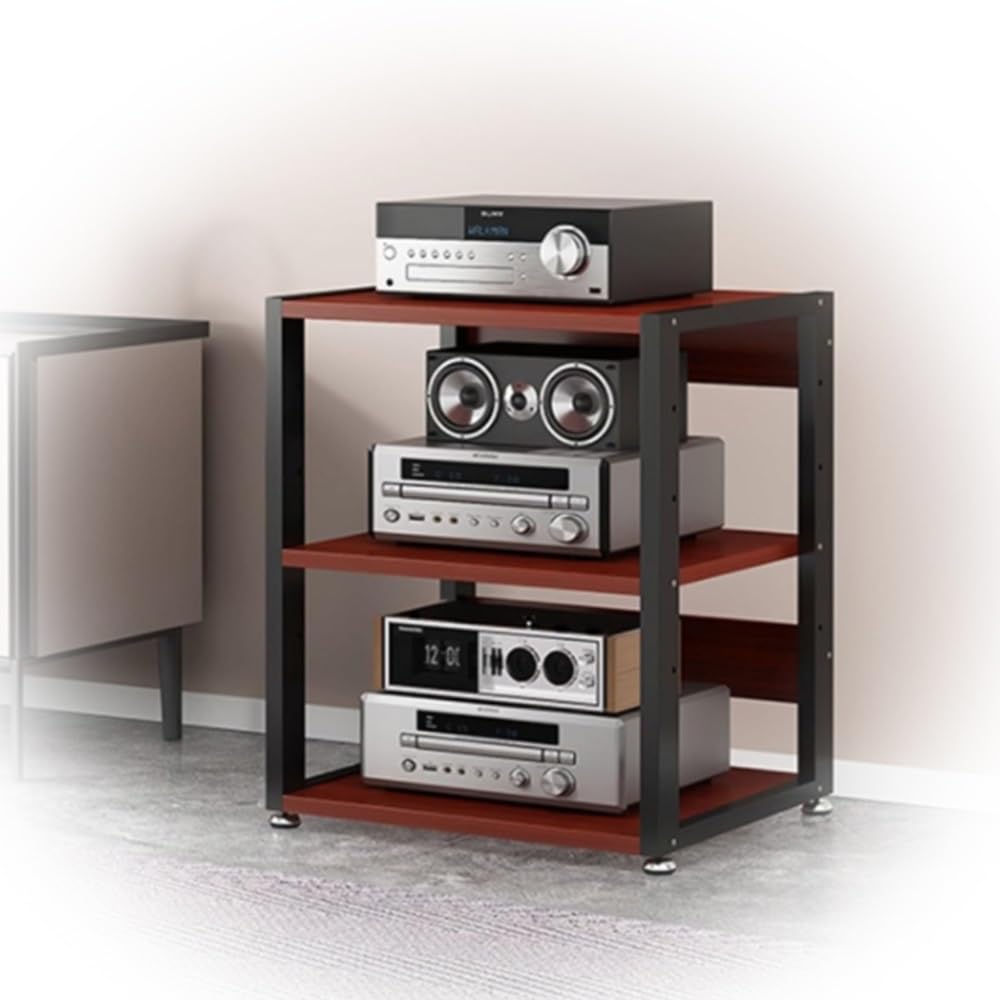 HiFi AV Equint nd con piedini antiurto 3 livelli video cabinet per home theater o aula Teak h Dimeons: 50x40x69.5CM