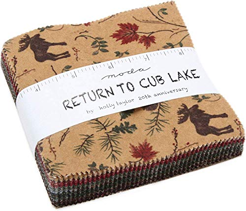 Return to Cub Lake Flannels Charm Pack by Holly Taylor; 42-5 inch Precut Fabric Quilt Squares