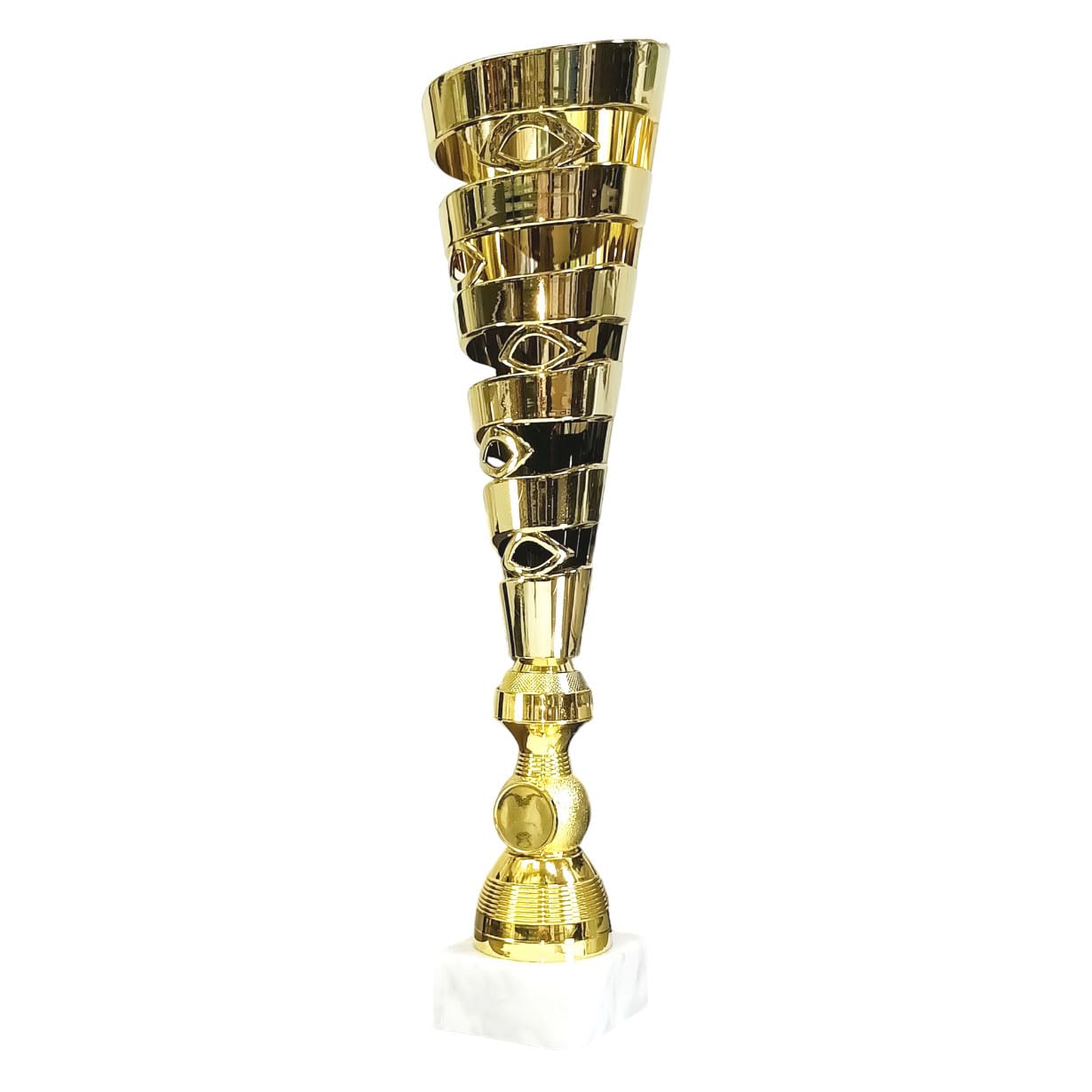 Coppa Trofeo Dorata 38,50 cm Base in Marmo Bianco, Disponibile in 3 Altezze