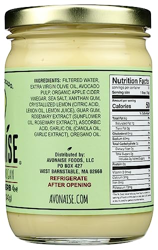 Avonaise Savory Herb Vegan Avocado Mayonnaise, 12 Oz #TOP6