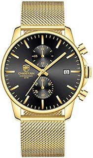 Men's Watches Fashion Sport Quartz Analog Black Mesh Stainless Steel Waterproof Chronograph Wrist Watch, Auto Date