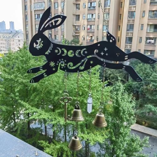 Carrilhão de vento de coelho para ambientes internos e externos, decoração de carrilhão de vento de