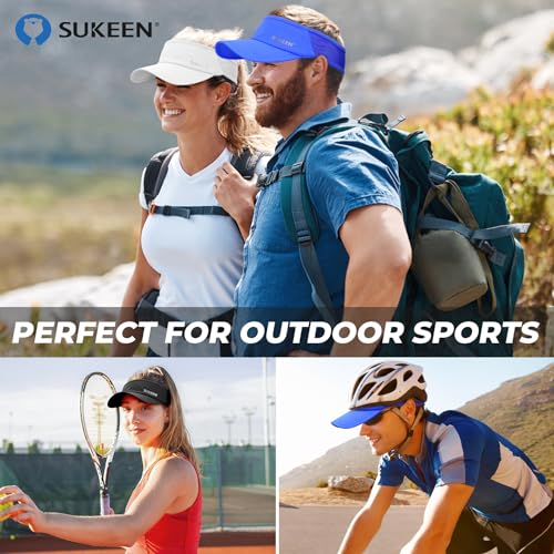 Image of Sukeen 3 Pack Sports Sun Visor Men Women Lightweight Packable Cooling Stretchy Visor Hat for Running, Tennis, Golf
