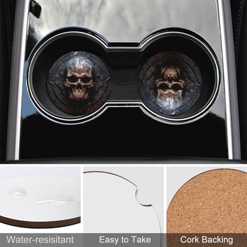 Portavasos para auto diseño calavera 2 unidades 2.6 pulgadas miniatura 5