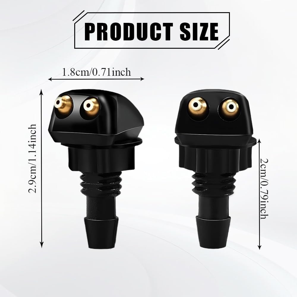 2PCS Front Windshield Washer Nozzles, Windshield Sprayer Nozzle, Car Double-hole Wiper Washer Nozzle Kit, Car Accessories Windshield Squirter Nozzle Replacement for Most Cars SUVs Trucks