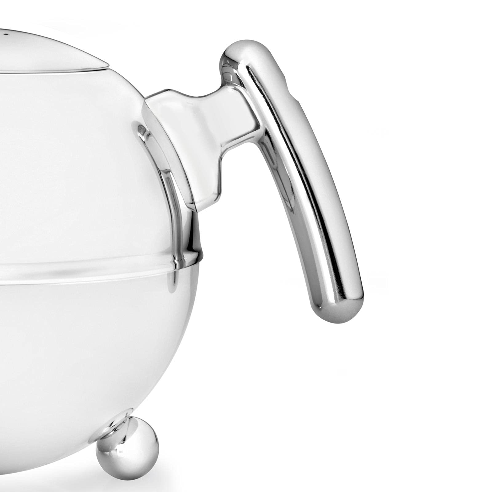 Bredemeijer Bella Ronde Edelstahl-Teekannen-Set 1.2 L - Große doppelwandige Edelstahlkanne in Kugelform mit Füßen, silber - Mit Tee-Filter Sieb-Aufsatz für losen & Blätter-Tee