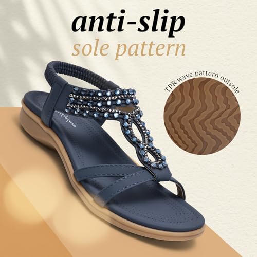 Image of Littleplum Womens Sandals Comfort Arch Support Sandals Summer Walking Shoes Casual Ankle Elastic Flip Flops Shoes