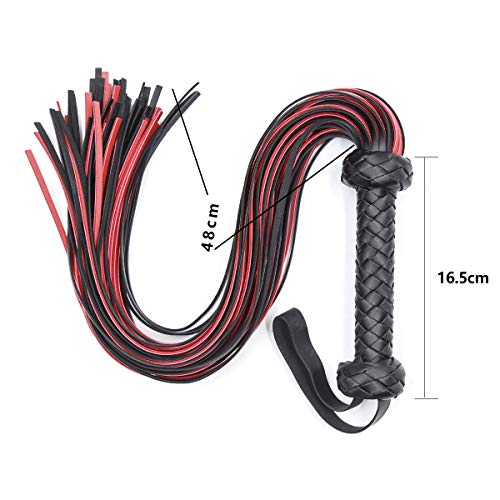 Leder Peitsche Verführung des Partners Peitsche Sex Spielzeug, Bondage Spiele Klassische SM Peitsche Bondage Flogger, schwarz/rot länge 64.5cm