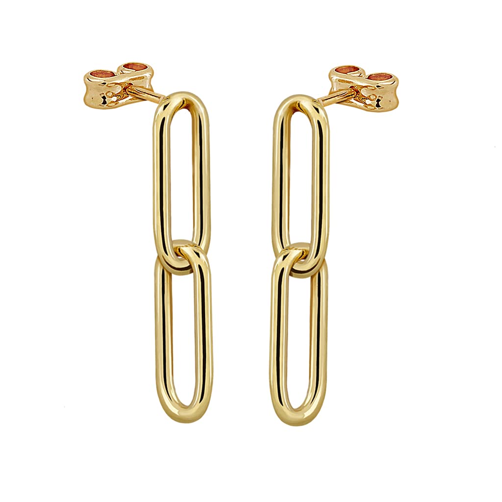Pendientes de Eslabones para Mujer Chapados En Oro De 18K- Diseño Artesanal
