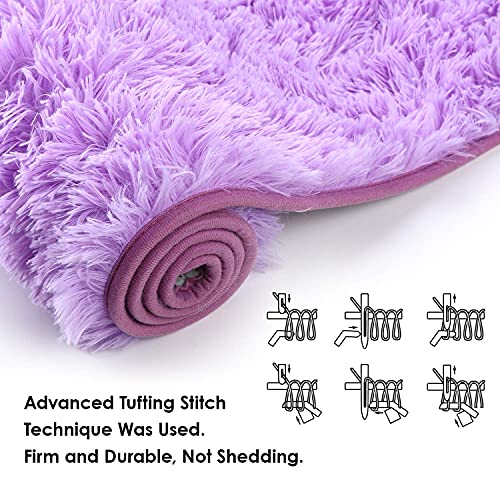 Ompaa Fluffy Runner Rugs, 2X4 Feet Purple, Super Soft Shaggy Carpet Fuzzy Long Fur Rug For Bedroom Living Room Dorm, Plush Kids Playroom Baby Girls Nursery Decor Mats #TOP5