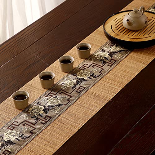 Chemin de table japonais brodé en bambou pour salon de thé et dîner - 4