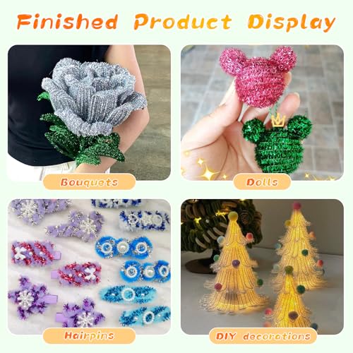 Image of ZXIIXZ Pipe Cleaners, 100 Pcs Glitter Green Pipe Cleaners Bulk for Crafts