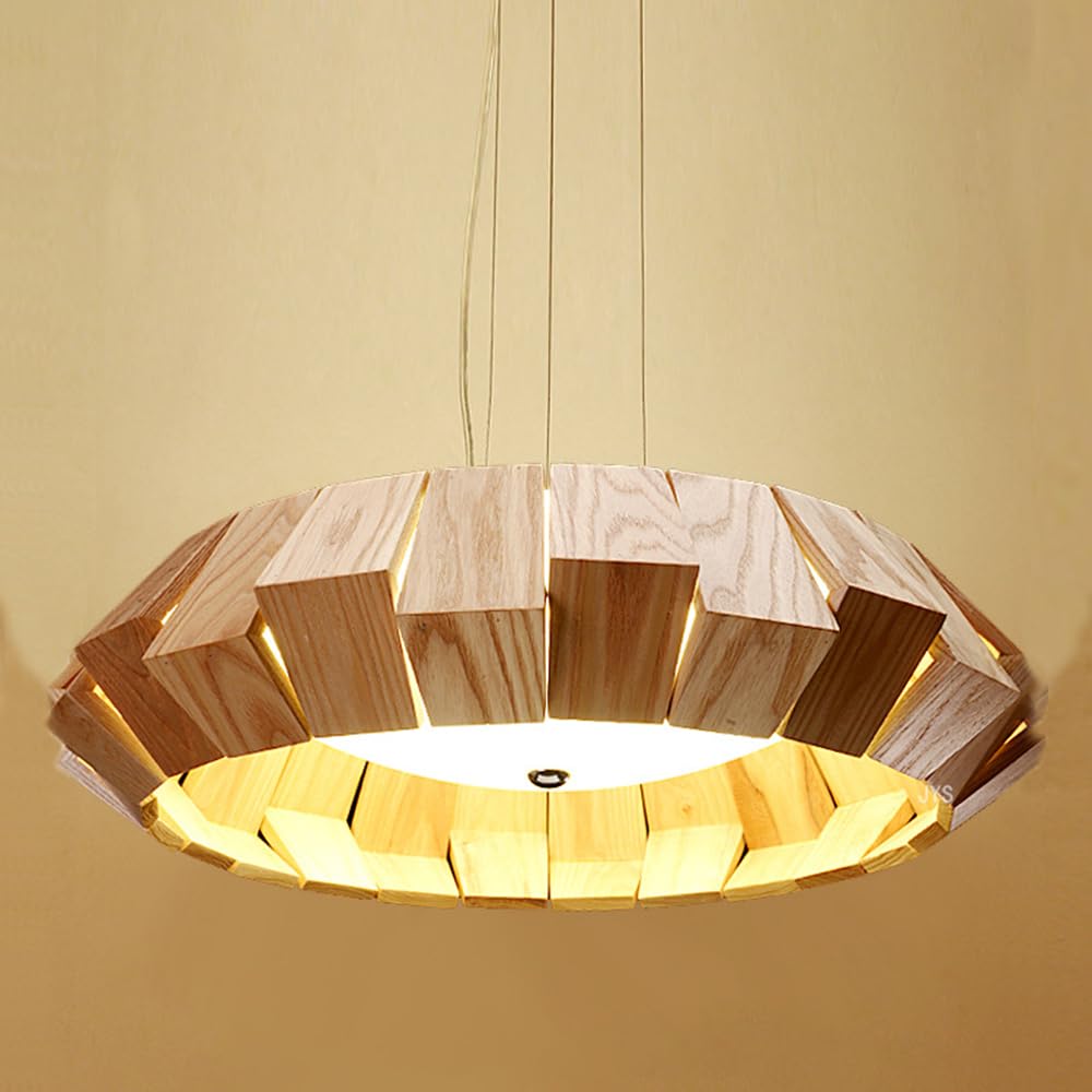 Suspension LED éclairage plafond bois massif luminaire îlot cuisine LWX
