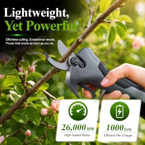 Image of Lightweight Electric Pruning Shears for Tired Hands, Cordless Pruner for Women, Seniors & Smaller Hands, 4200mAh Battery, SK5 Blade Brushless Garden Shears(Classic Grey)