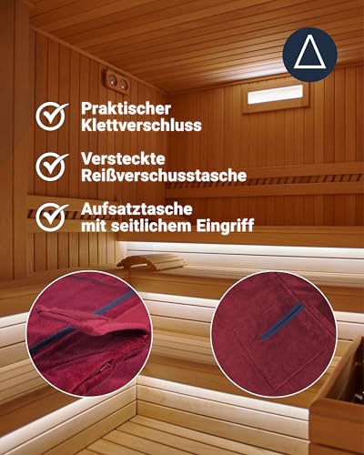 ADAMO XXL-Sauna Kilt weinrot für Damen in Übergrößen mit Klettverschluss (85 x 150 cm)