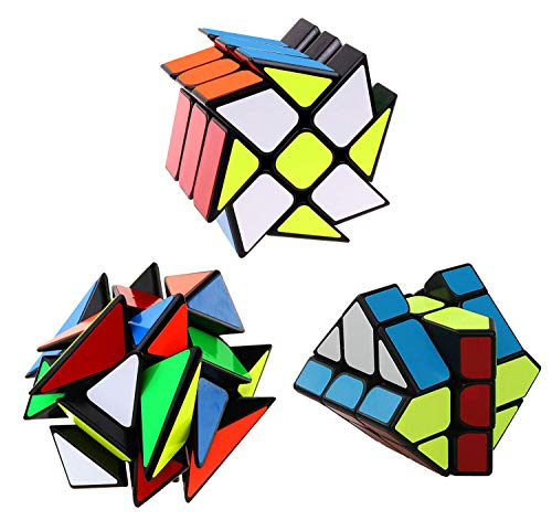 YUNTENG Speed Cube Set Yongjun YJ 3x3 Speed Cube Bundle 3x3x3 YJ Axis V2 Speed Cube YJ Windmill Cube YJ Fisher Cube 3x3 Sturdy and Smooth Magic Cube Puzzles Toys