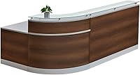 Vista 6 de NBF L Shaped Modern Reception Desk with Counter - 79" W x 63" D Retail Checkout Counter - Curved Front Desk Reception Counter - Countertop Welcome