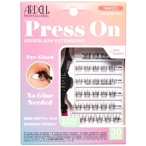 Ardell Press On Lashes Underlash Extensions, Naked 420 – Pre-Glued Individual Lash Clusters, No Glue Needed Eyelashes Natural, Eyelash Clusters, DIY Lash Extensions, 30 ct