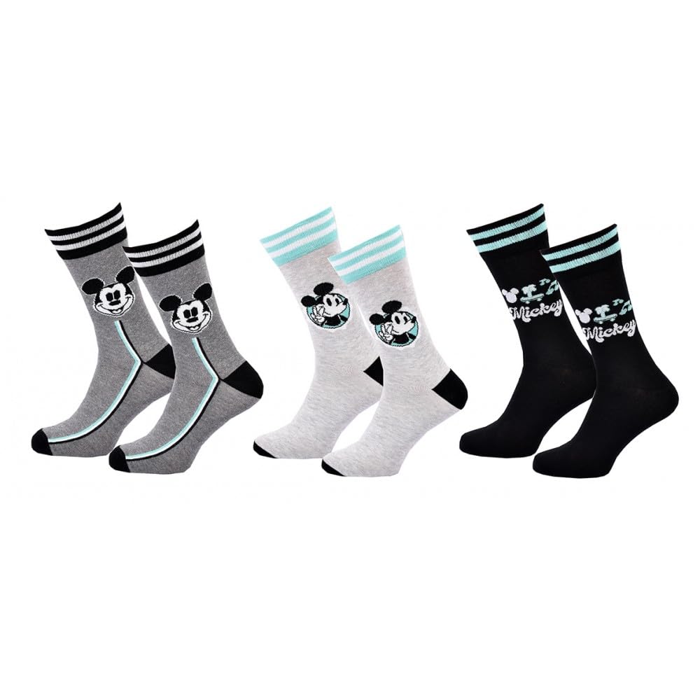 Ozabi Socks Pack MEN MICKEY MOUSE (as8, numeric, numeric_9, numeric_11, regular, regular, Pack of 3 Pairs 0352)
