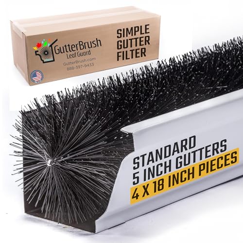 Product Image of the GutterBrush Downspout Gutter Guard for Standard 5 Inch Gutters, 4 Pieces - 18 in. Each - 6 Ft Total - DIY Leaf Filter, No Tools Needed - Prevents Clogs & Keeps Water Flowing - Easy Installation