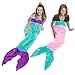 Silver Lilly Mermaid Tail Blanket Plush for Adults and Kids, Youth, Pink/Turquoise